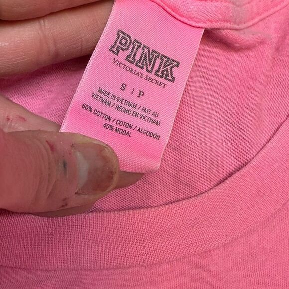 PINK VICTORIA’S SECRET Women’s Hot Pink Logo Racerback Tank Top Size Small - Picture 3 of 6